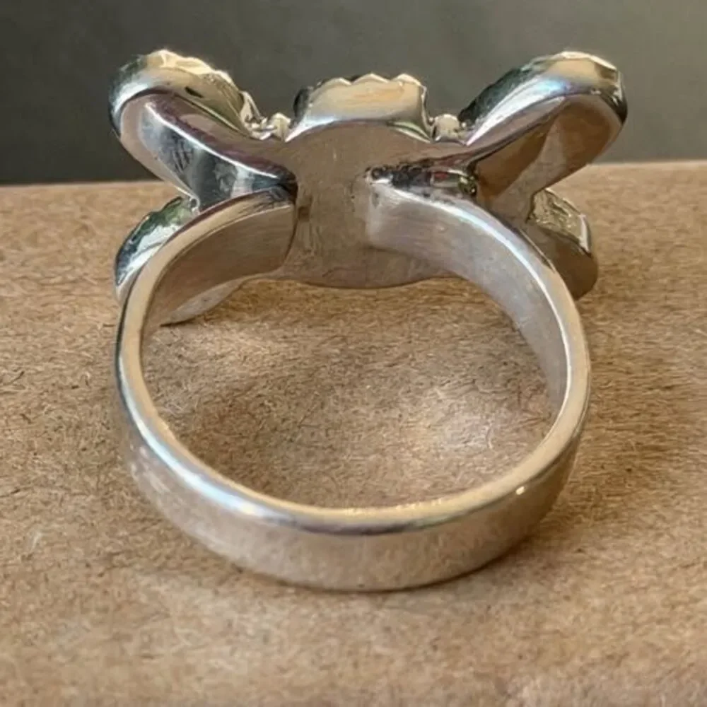 White Buffalo Sterling Silver Ring — Adjustable 7–8.5